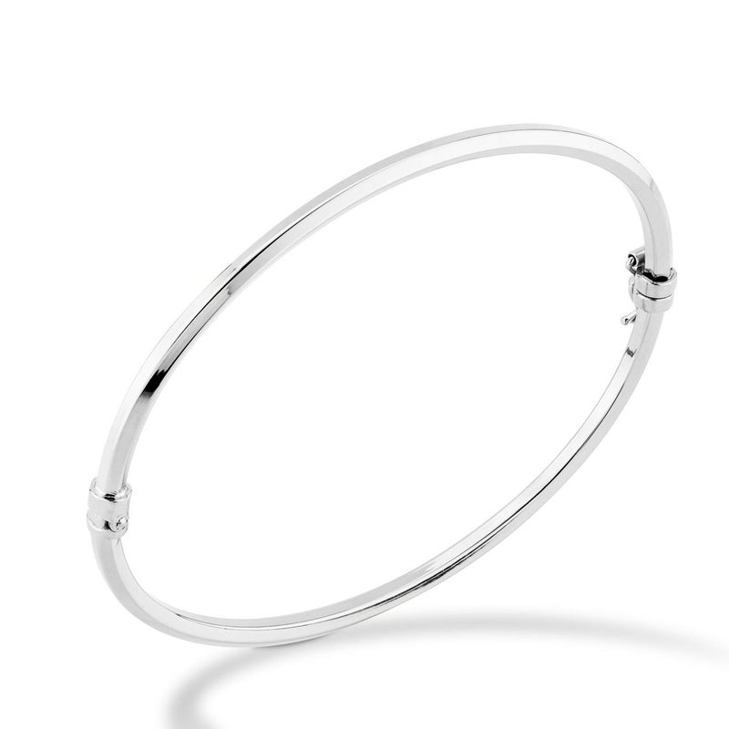 Miabella 925 Sterling Silver Italian Oval Hinged Bangle Bracelet for Women/Made in Italy (Medium - 7.5 Inches) - Image 1